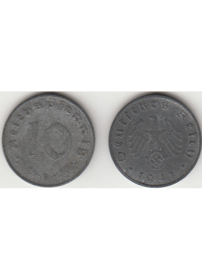1941 10 Pfennig Svastica Zecca B BB+